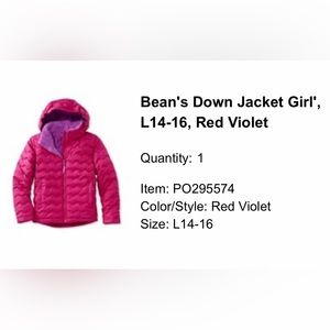 Girl’s Down Jacket